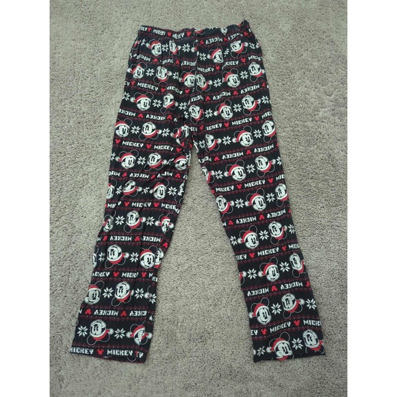 Disney Mickey Mouse Pajama Pants Mens Large Black Pull‎ On Sleep Loungewear - Picture 4 of 7